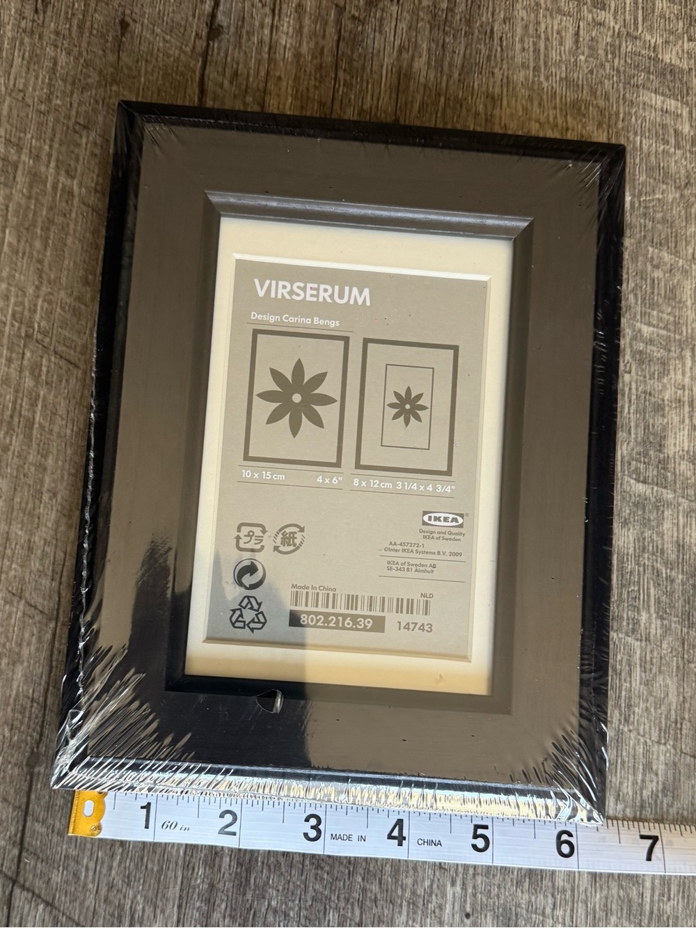 IKEA VIRSERUM Black Photo Frame with White Mat
